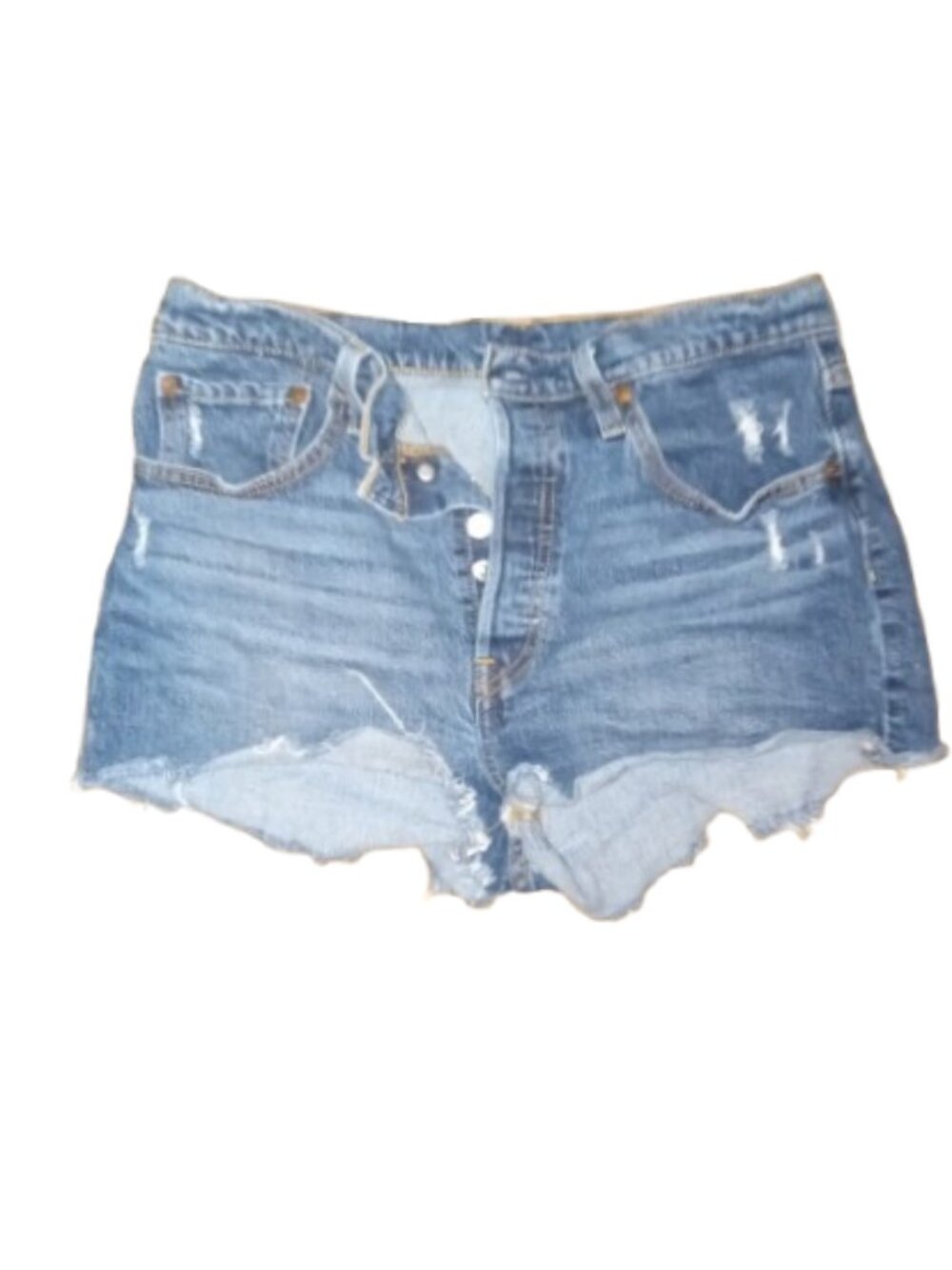 levi 501 classic dark wash shorts frayed hem size 30